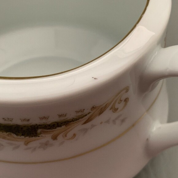 Signature Collection Creamer Queen Anne 113 White Green w/ Gold Trim - Picture 6 of 7